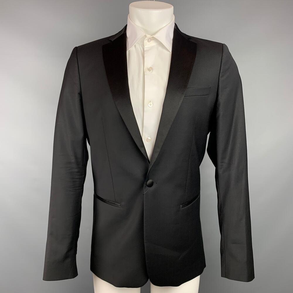 PAUL & JOE Size 38 Black Wool Blend Notch Lapel Sport Coat